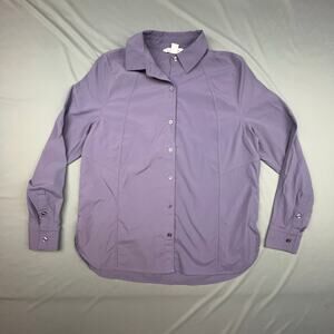 Athleta Purple Button Up Shirt Women’s Small Performance Poplin Athleisure